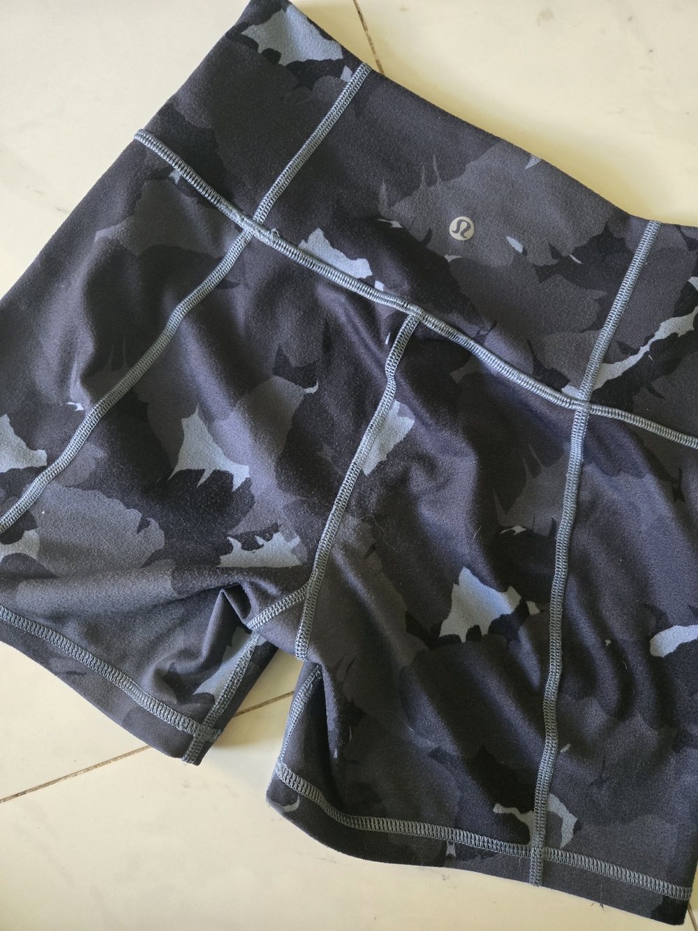 lululemon athletica Black & Charcoal Camo High-Rise Bike Shorts